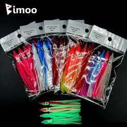 Bimoo 2 zakken = 10 stks 9 cm Zachte Inktvis Rokken Oranje Rood Blauw Lichtgevende Plastic Octopus Rok Zoutwatervissen lokt Aas