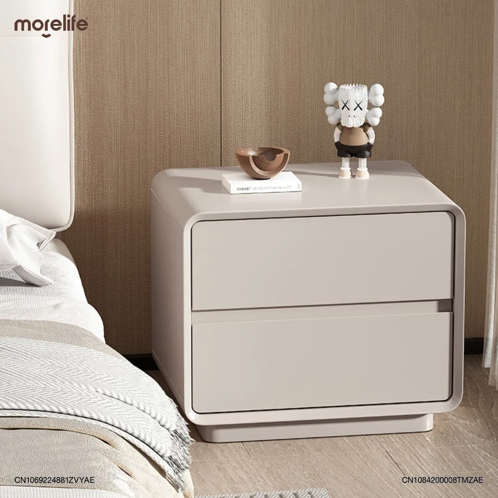 

Minimalist Solid Wood Painted Bedside Table Italian Minimalist Light Luxury Bedroom Household Small Storage Cabinet Furniture K+