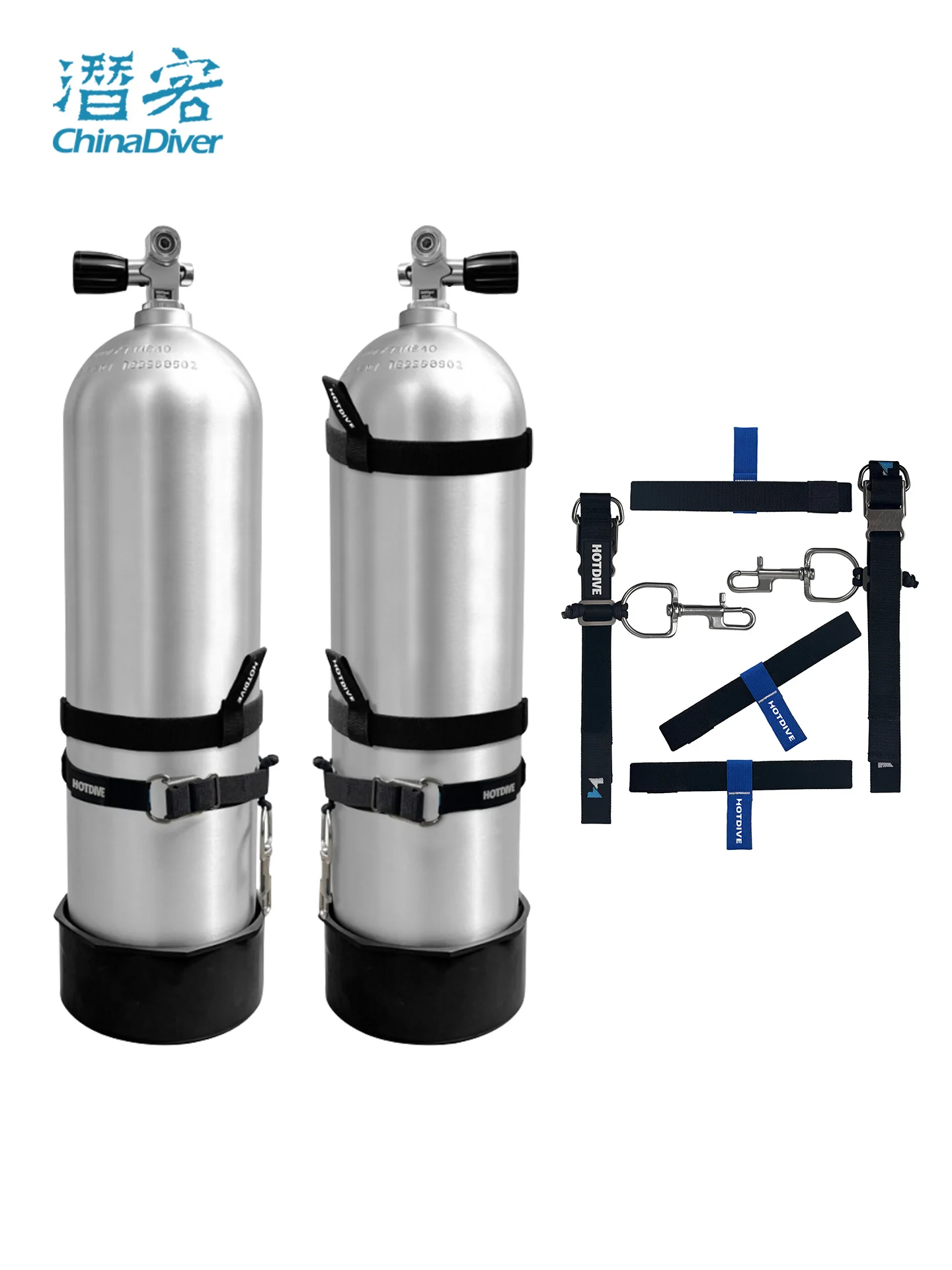 HotDive Titanium Alloy Dive Side Mount Bottle Ring Polyester Air Bottle Strap Adjustable Accessories Technical Diving Equipment