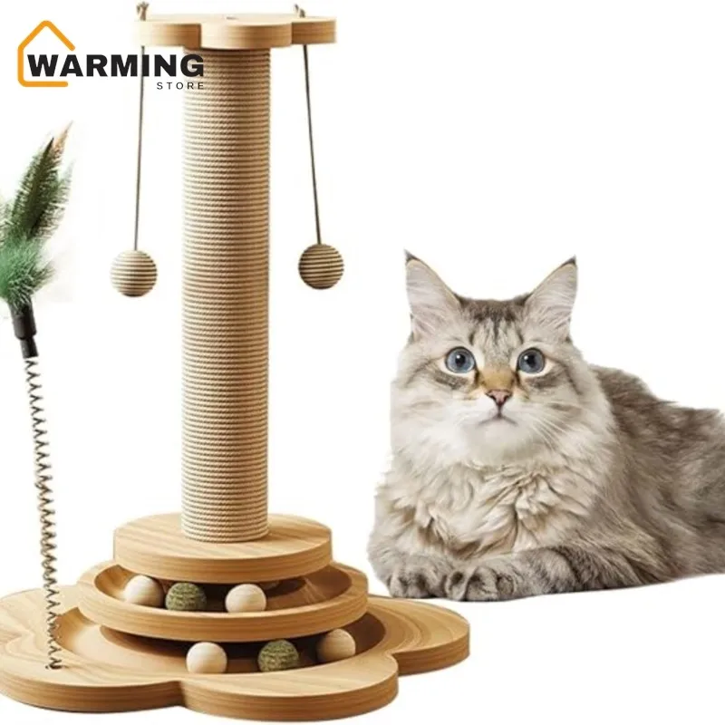 

Warming Pet Cat Toy cat scratcher Turntable Funny Cat Stick Balls Durable Sisal Scratching Board Supplies Grab Column