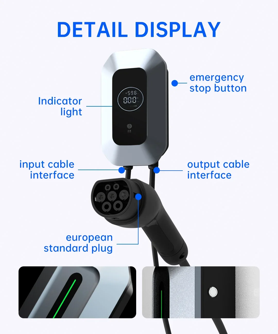 Type 2 7KW EV Charging Station 32A Wall-box Electric Vehicle Charger Household With 5m Cable WIFI RFID APP AC Charging Pile OEM