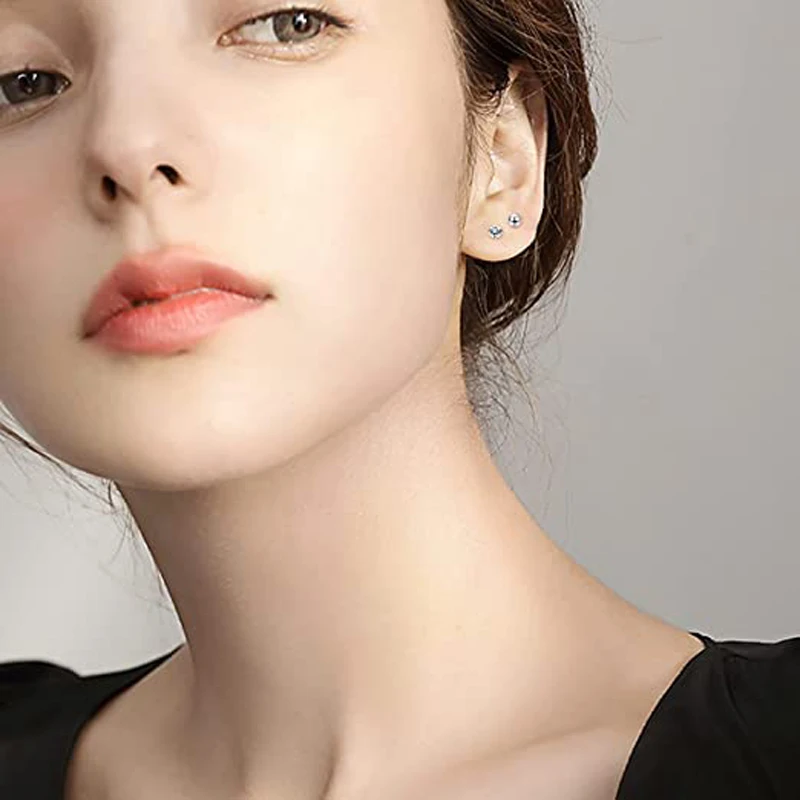 WKOUD 18 Pairs Hypoallergenic Small Stud Earrings Women Men Stainless Steel Ball Stud Earrings Set Cartilage Piercing Jewelry