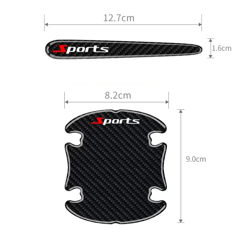 8 قطعة مقبض باب السيارة المضادة للخدش ملصق ألياف الكربون باب السيارة السلطانية مقبض حامي الطلاء خدش حماية غطاء الزخرفية #2