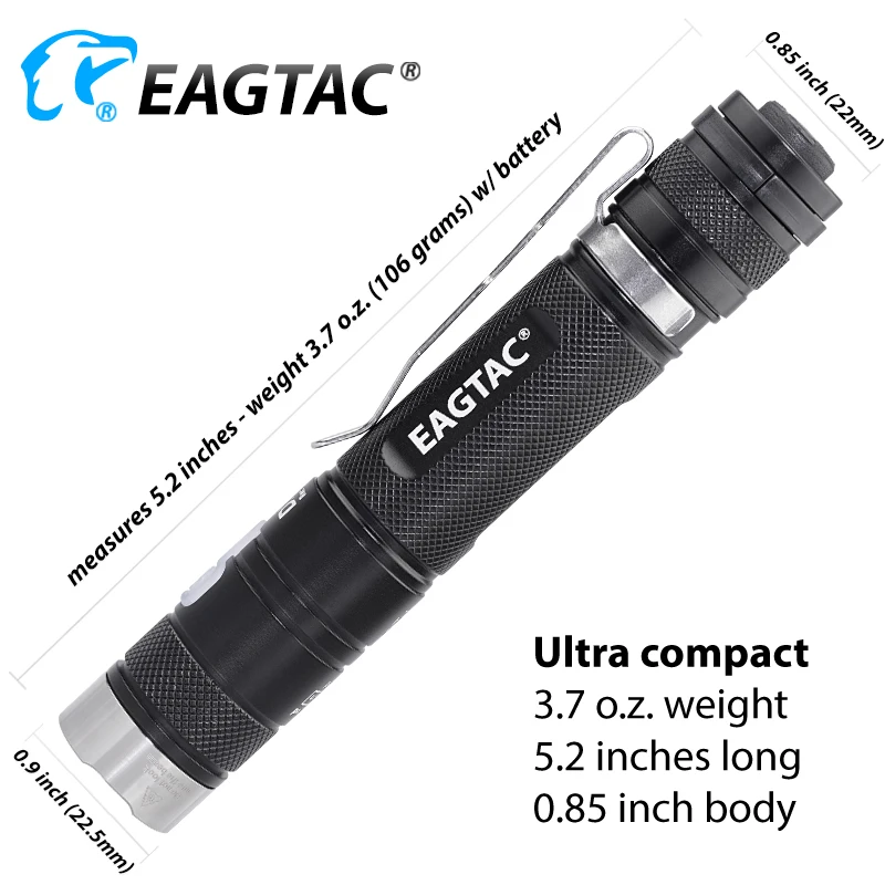 EAGTAC DX30LC2R USB قابلة للشحن XPL مرحبا التكتيكية مصباح ليد جيب رمي طويل 1160 LED لومينز 18650 بطارية شاحن يو اس بي متضمن