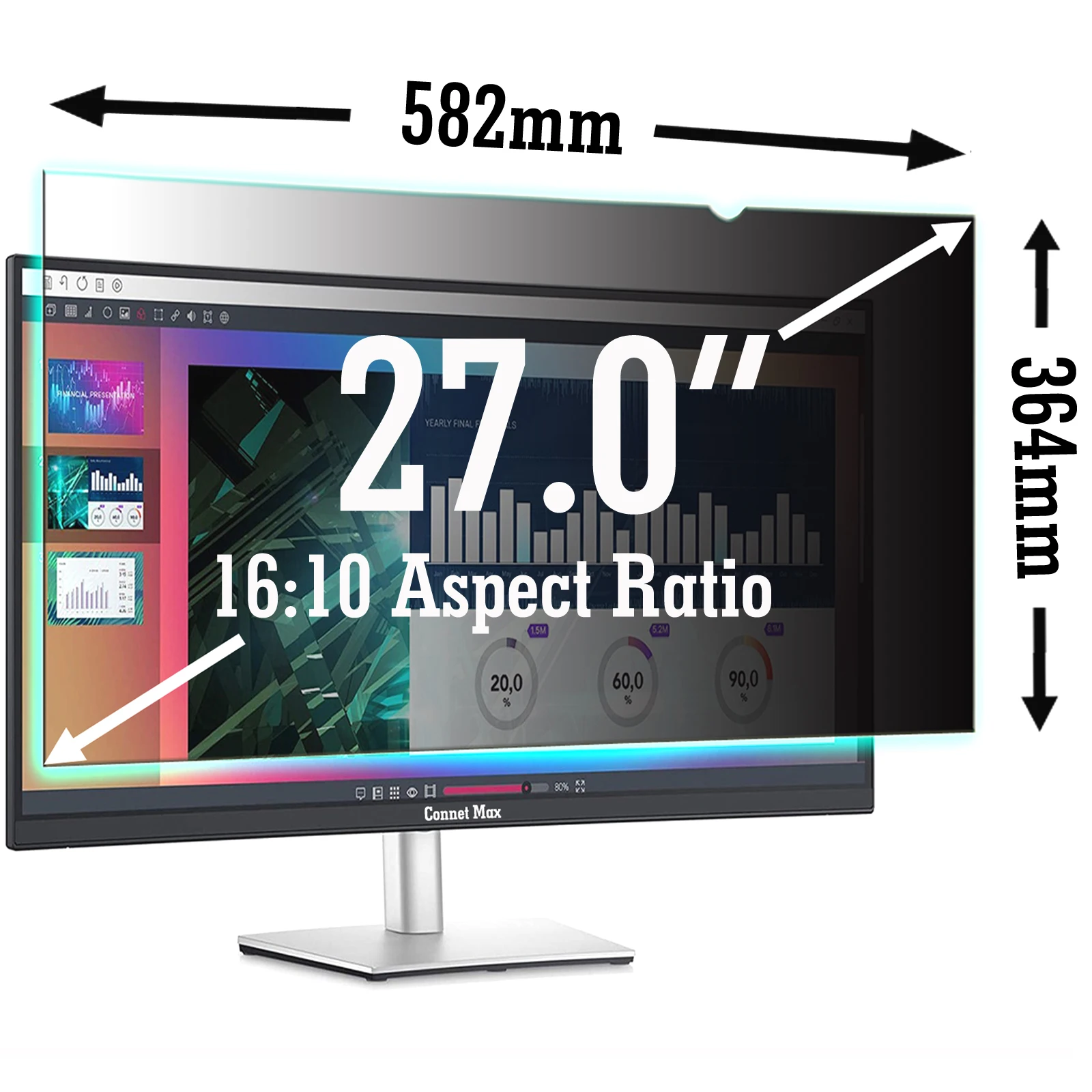 27-calowy panoramiczny 582mm * 364mm filtr prywatyzujący folia ochronna na ekran do monitora 27''