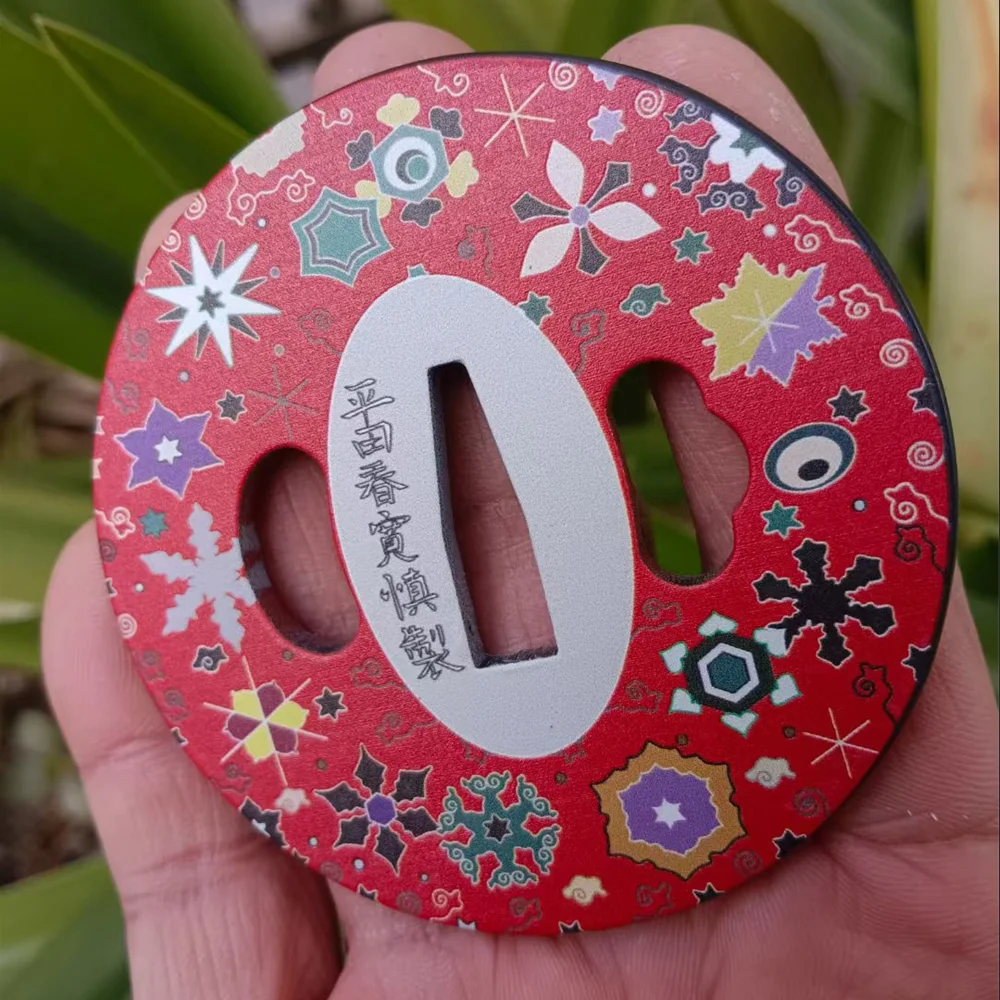 Very Exquisite Steel Handguard Guard Colorful Pattern Tsuba Fuchi Kashira Menuki For Japanese Samurai Katana Sword Fittings