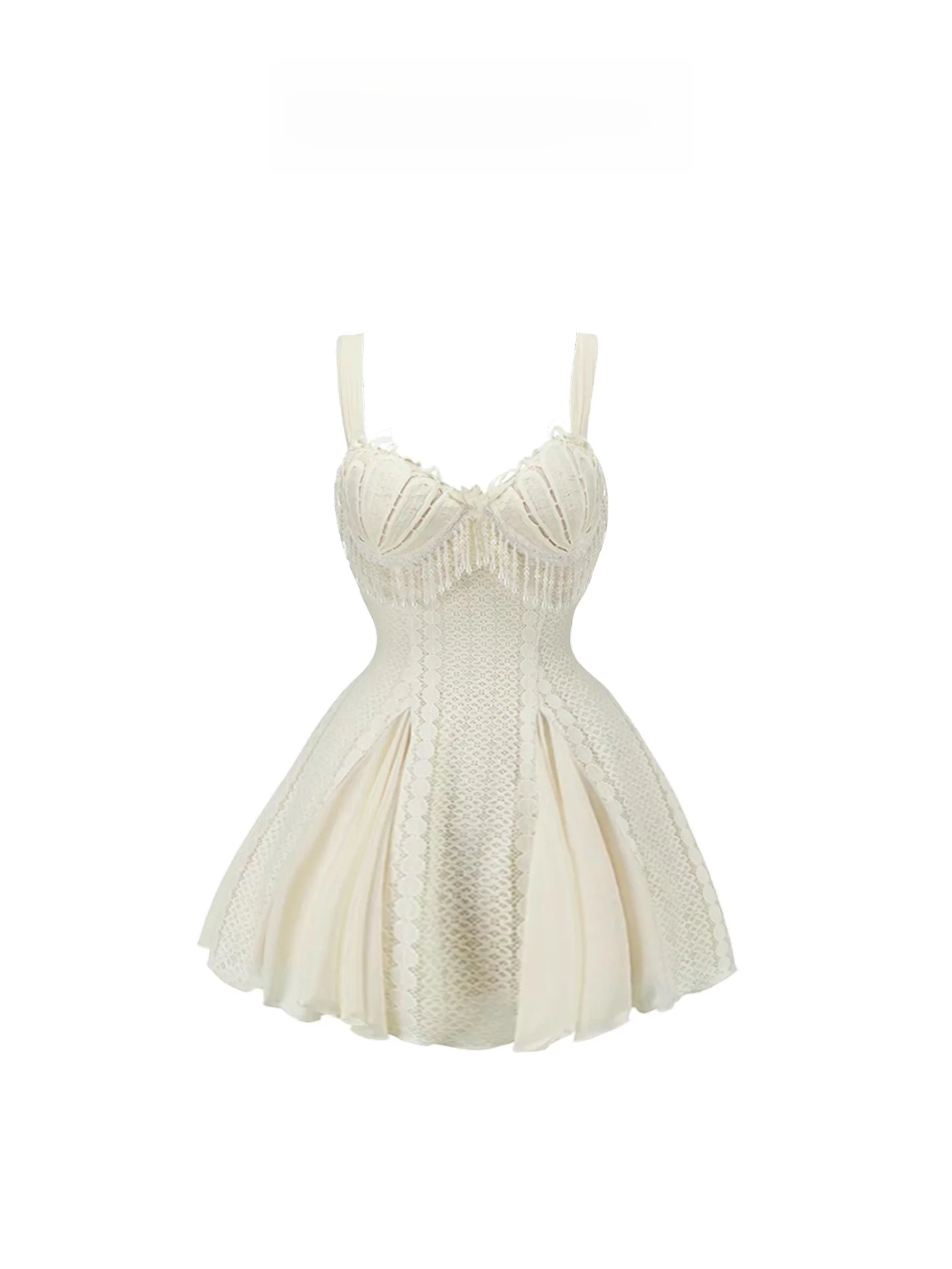 

Летнее женское платье HEZA с кружевными вставками, без бретелек, с завышенной талией, французский стиль, приталенное, А-силуэт, короткое