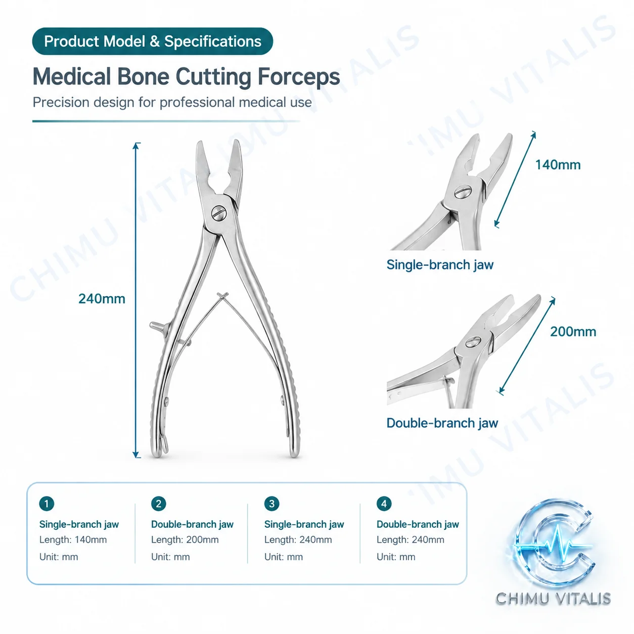 【CHIMU VITALIS】 Double Joint Biting Forceps Straight Elbow Lateral Bending Instrument