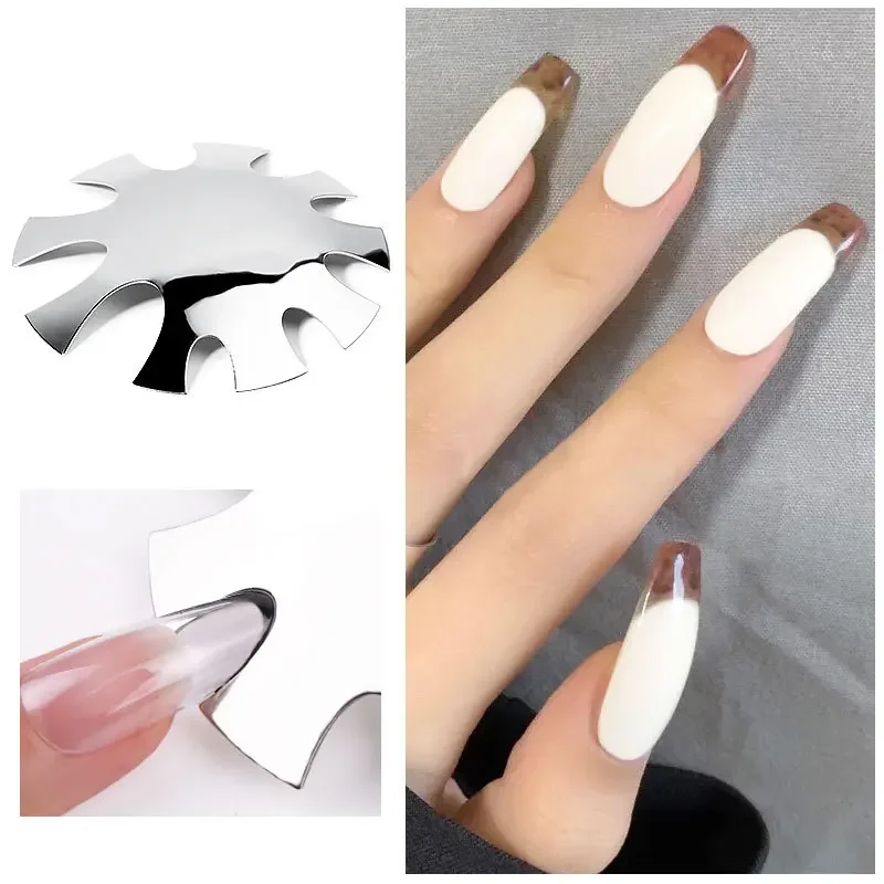 French Manicure Sculpting Steel Plate Mold, Template for French Smile Cut V Line, Tips Edge Trimmer