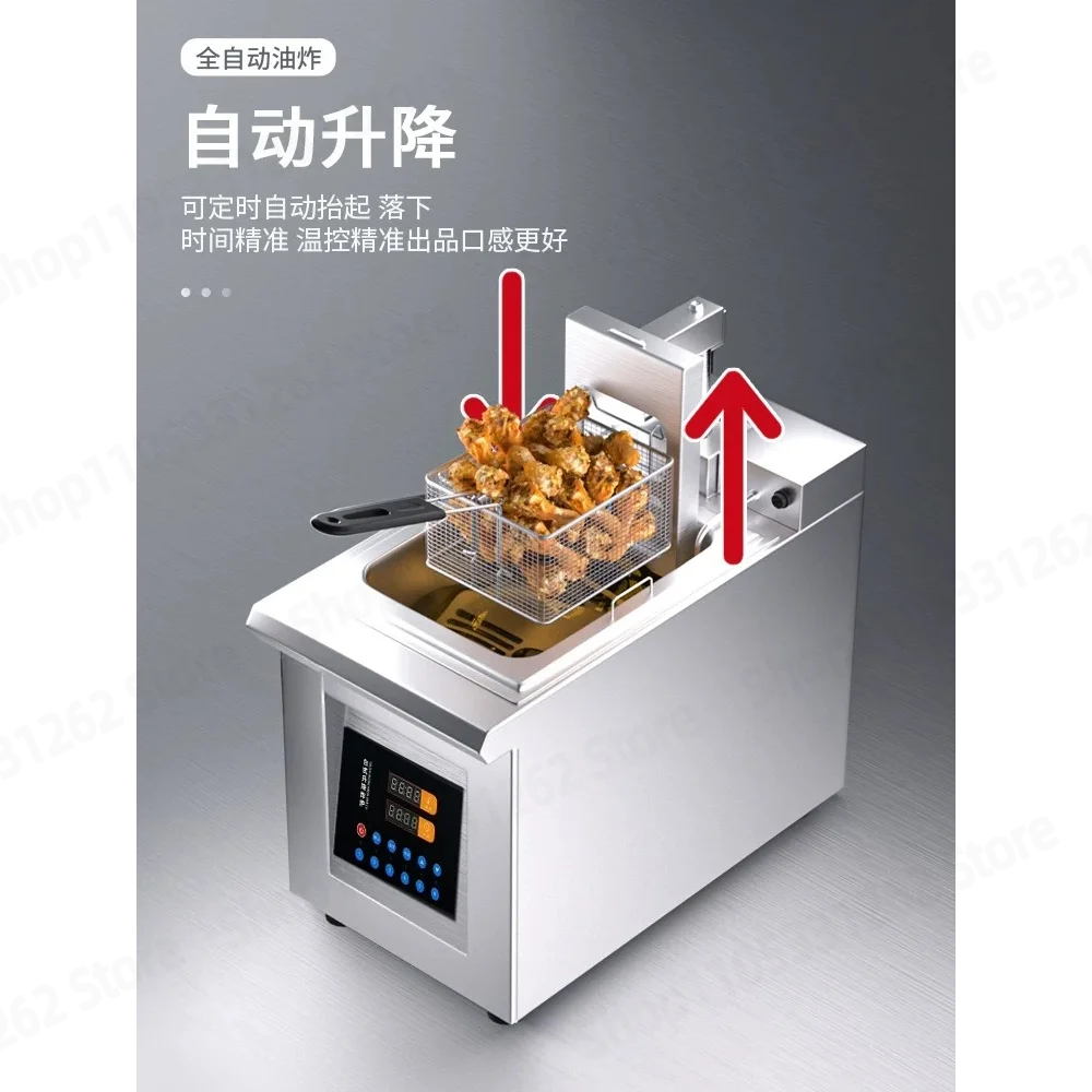 Commercial Single Tank Electric Fryer with Automatic Lift Smart Timer and Temperature Control for Fries