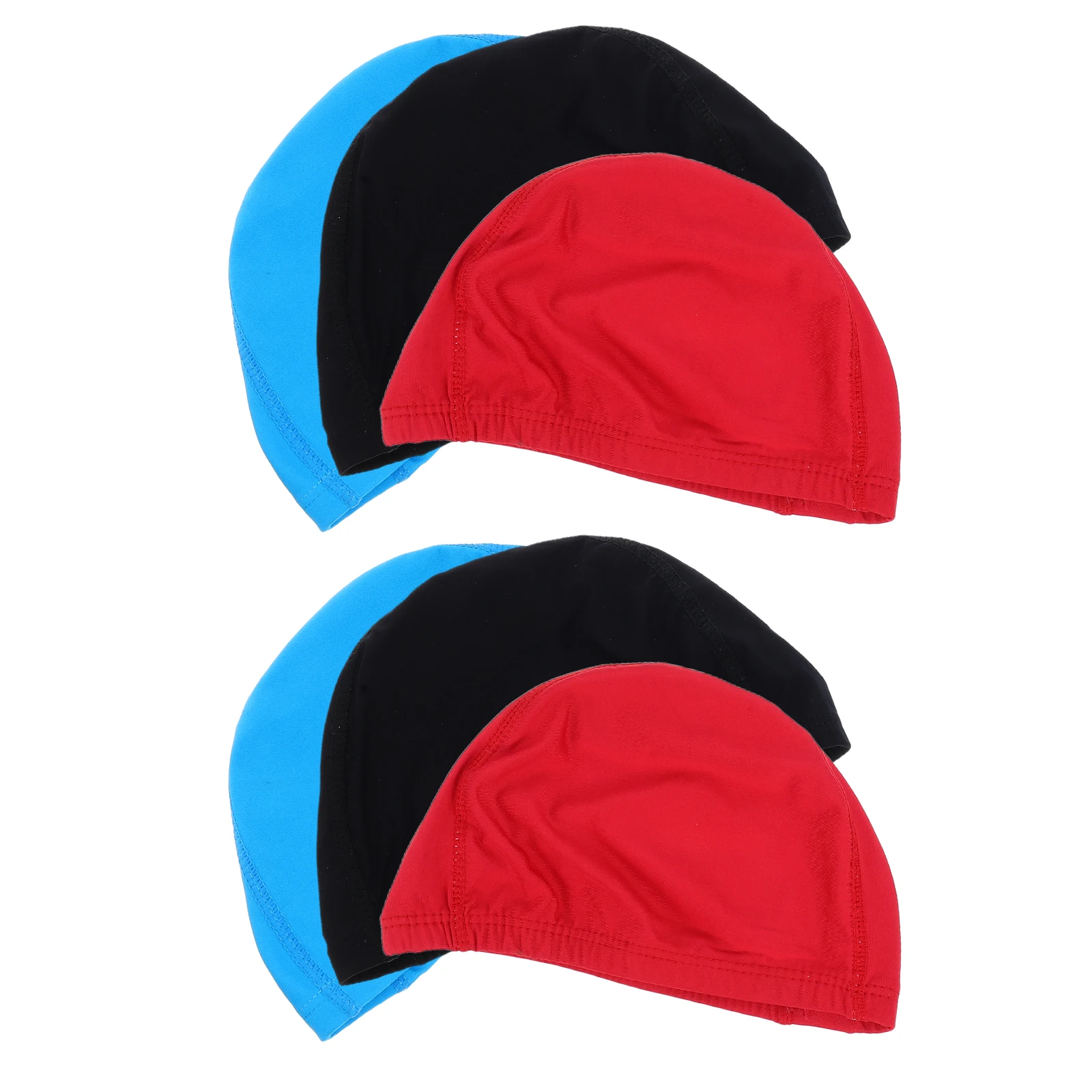 

6pcs Adult Swimming Caps Elastic Nylon Bathing Hats for Men Women Child Durable Solid Color Swim Cap Pool Dive