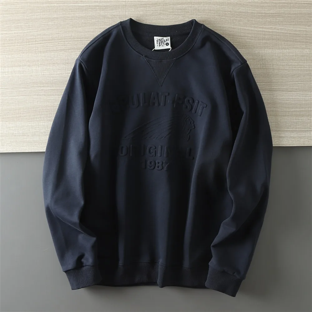 Autumn new men's 3D letter embossed fashionable casual round neck long-sleeved sweatshirt