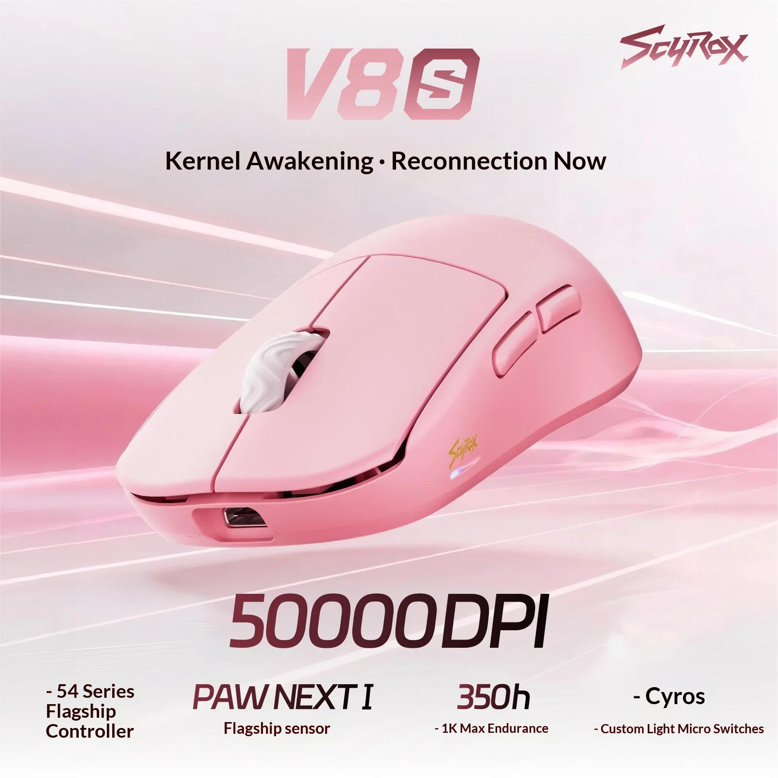 SCYROX V8/V8S Mouse Dual Mode Wireless Mouse 8000Hz Polling Rate,Paw Next 1,Nordic 54 Lightweight Gaming Mice PC Accessories