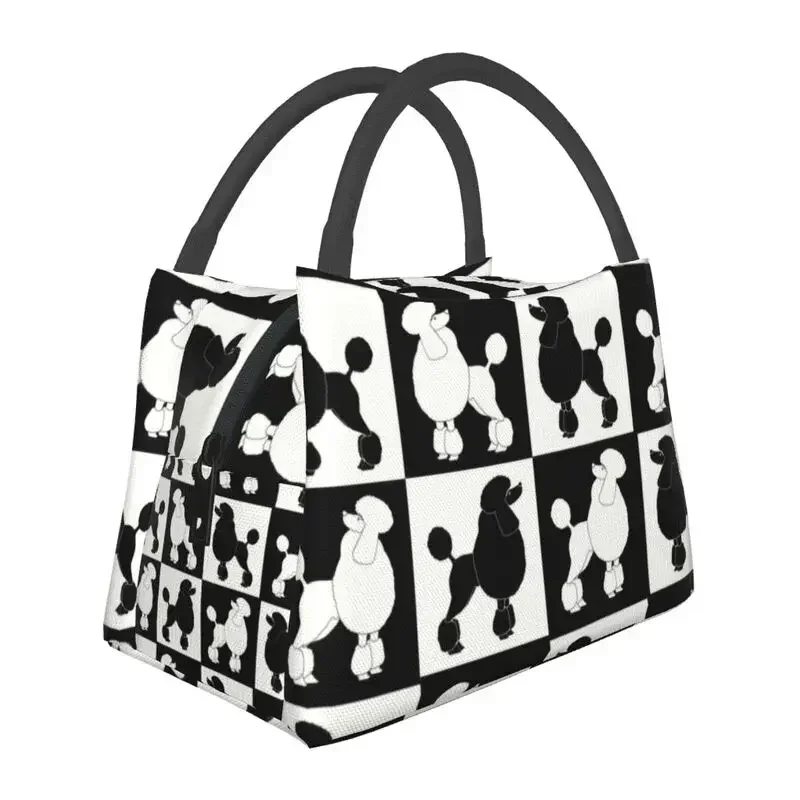 

Checkered Poodles Thermal Insulated Lunch Bags Women Dogs Resuable Lunch Container for Office Outdoor Storage Meal Food Box