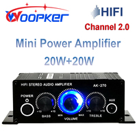 Woopker Sound Amplifier AK270 20Wx2 Mini Hifi Digital Audio Amplifier 12V 3A Channel 2.0 Stereo Power Amp For Car Home Karaoke