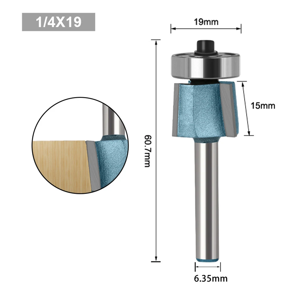 1/2pcs 6.35mm Shank 8 Degree Stainless Steel Bevel Edging Cutter Three Edge Bevel Edging Cutter Forward Reverse Rotation