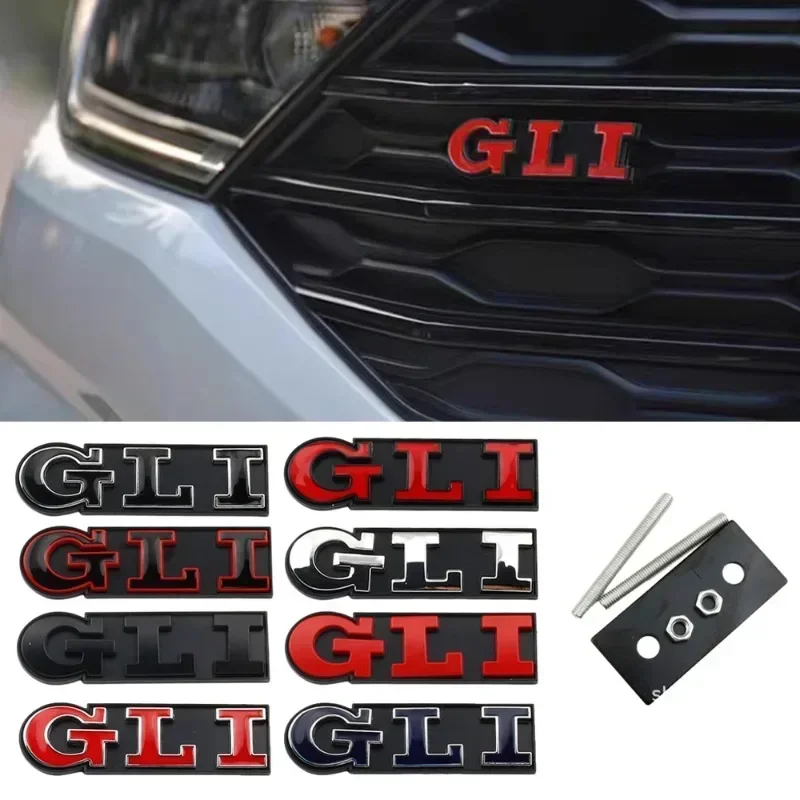 Metall GLI Logo Auto Frontgrill Emblem für VW Passat Jetta Touareg Golf Tiguan Polo CC MK4 Auto Abzeichen Aufkleber Außenzubehör