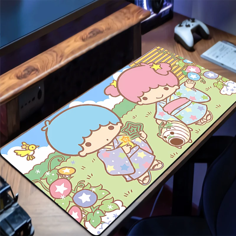 Mauspad Little Twin Star Anime Carpe Kawaii PC Gamer Computer Mousepad Varmilo Tastatur Gaming Zubehör Erweiterte Schreibtischunterlage