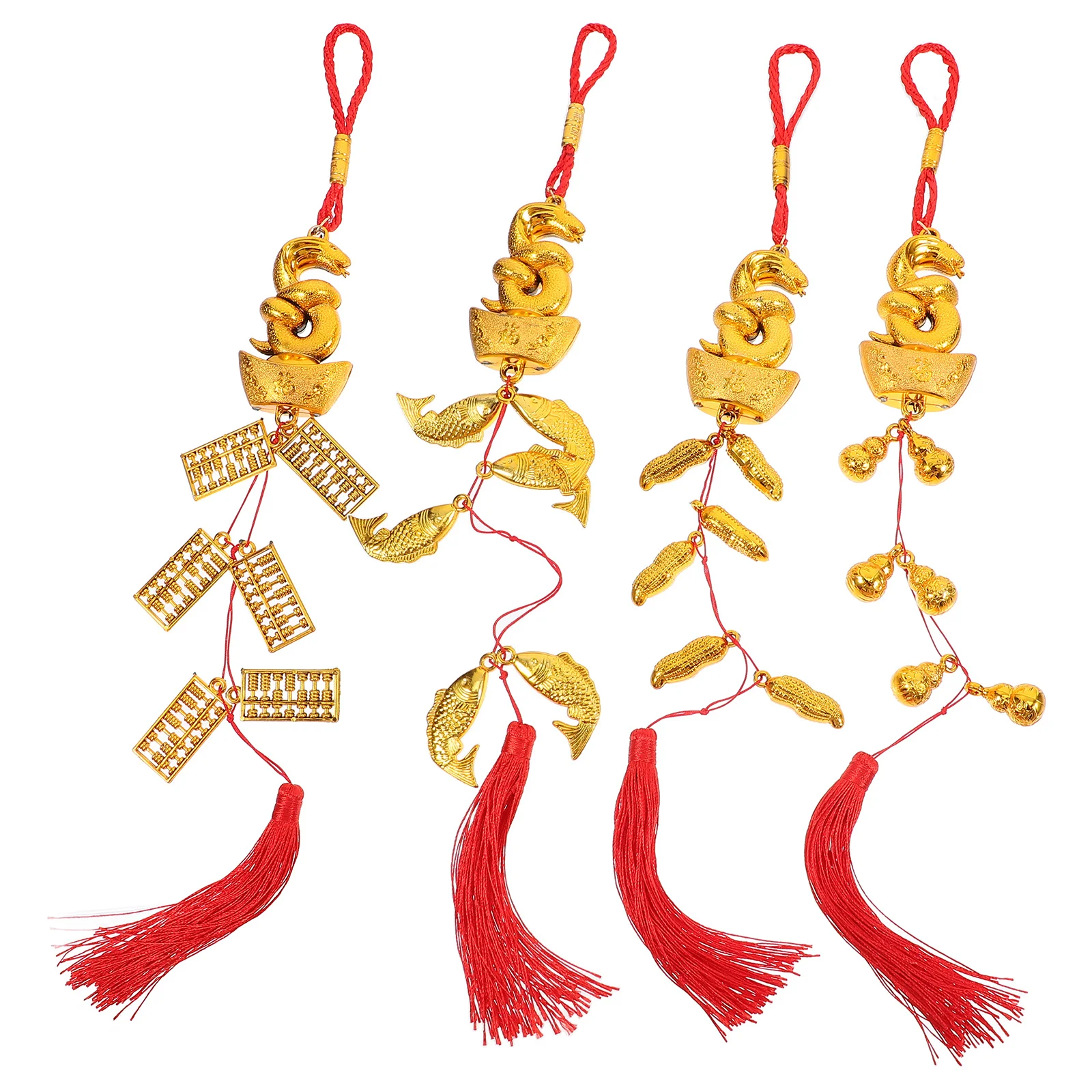 

4pcs Yuanbao Snake Hanging Decor Chinese New Year Pendant Traditional Festival Ornament For Home Office Car Window Tree