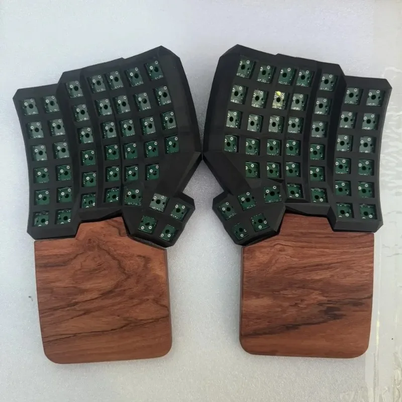 Dactyl Manuform Split Keyboard Kit 6x7 with Wooden Palm Rest Custom Wired Single-mode Welding Switch Mechanical Keyboard Gamer