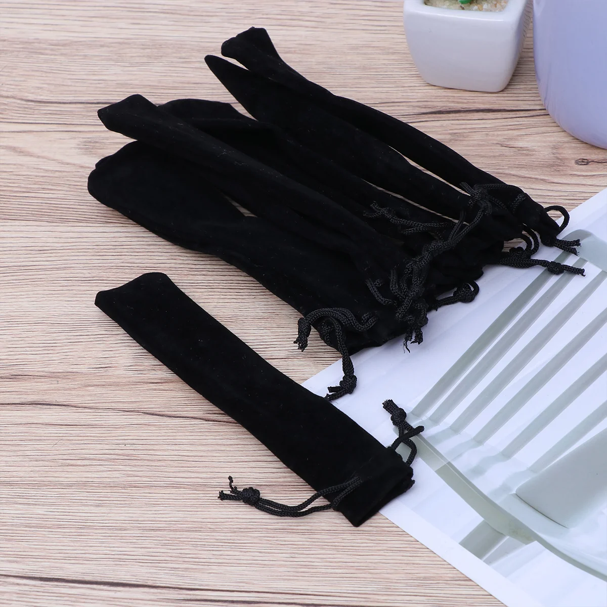 50pcs Drawstring Pen Pouch Sleeve Holder Pen Case Gift Pencil Bag (Black) pencil case pen sleeve pen bag