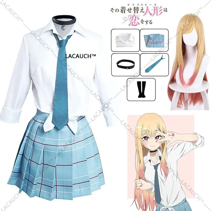 

Marin Kitagawa Cosplay Anime My Dress Up Darling Marin Kitagawa Cosplay Costume Dresses School Uniform Wigs Halloween Suit Girls
