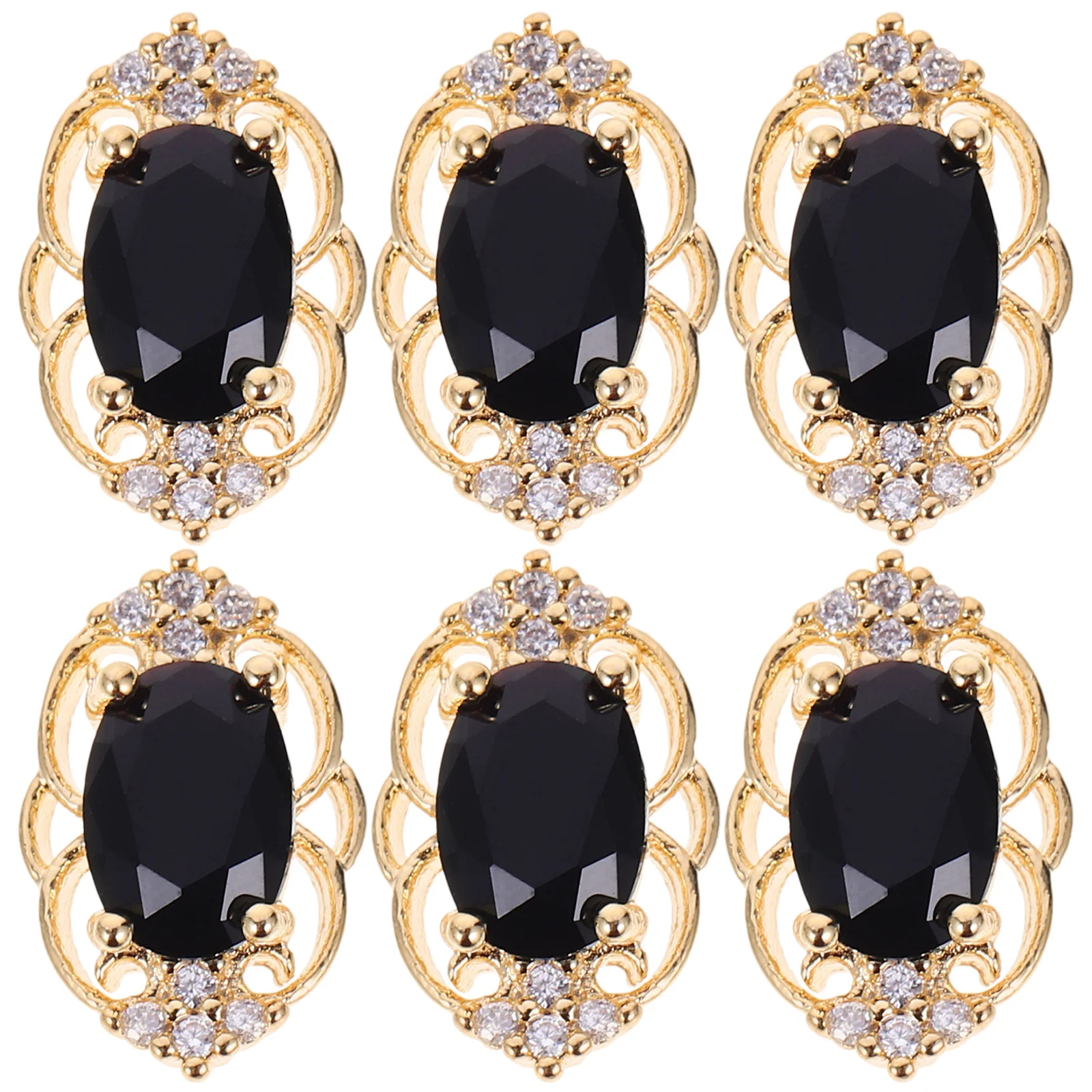 

10pcs Black Electroplated Nail Decorations Zircon Metal Charms for Fake Nails DIY Halloween Wedding Nail Art Accessories Women