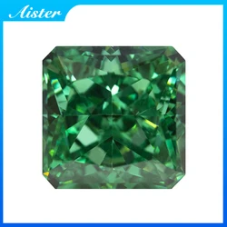 Green Square Crushed Ice Cut Cubic Zirconia High Carbon Diamond Lab Zircon CZ 4K Cutting 5A+ Quality for Jewelry Making