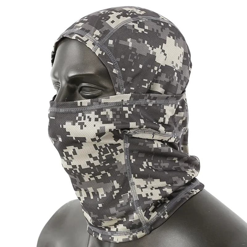 Tactical Camouflage Balaclava Full Face Mask Ski Bike Cycling Sun Protection Head Cover Scarf Single Hole Quick-drying Mesh Cap