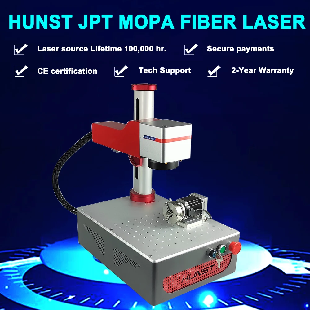 Hunst Small Laser Marking Machine JPT MOPA M7 20W 30W Portable Foldable Mini Fiber Engraver for DIY Marking Gift Metal Engraving