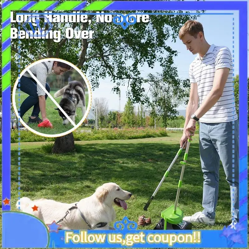 

Easy To Use Pooper Scoopers Swivel Bin & Rake With 100 Waste Bag, Stainless Steel Handle Pooper Scoopers For Large Medium Small