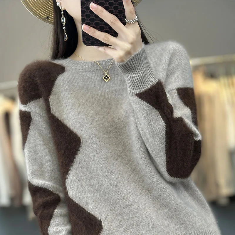 Winter Woman\'s Sweaters Female Pullover Long Sleeve O-Neck Thick Casual Jumper Cashmere Sweater Coat Clothes 100% Wool Knit Tops