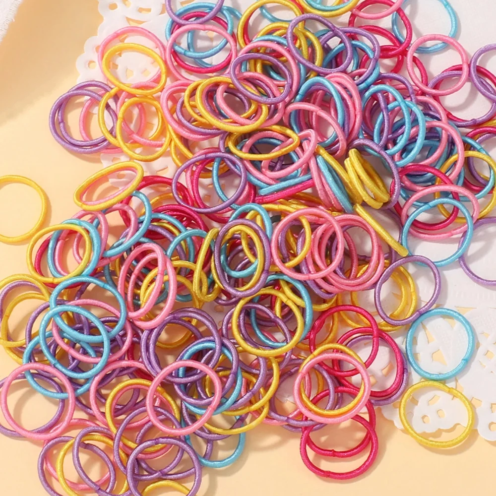 100 Pcs/lot 2cm Hair Ties Gum Colorful Nylon Rubber Band Rope Doll Hair Accessories For Baby Girls Black Elastic Hair Bands Gift
