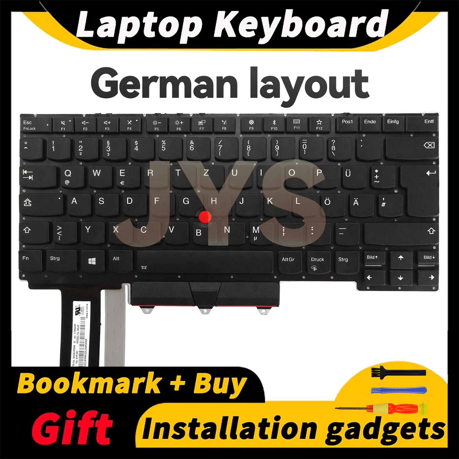 

Suitable for Lenovo ThinkPad E14 Gen1/R14 Gen1/S3 Gen1 laptop keyboard with backlit German layout keyboards internal black