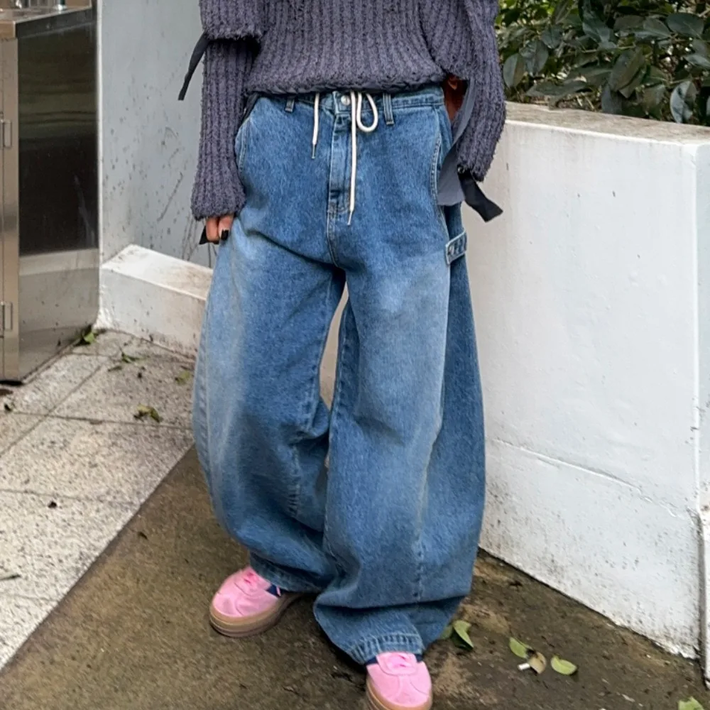 

High Waist Wide Leg Denim Jeans Comfortable Washed Design Spring Summer Fashionable Women's Clothing Dongda Gate Style