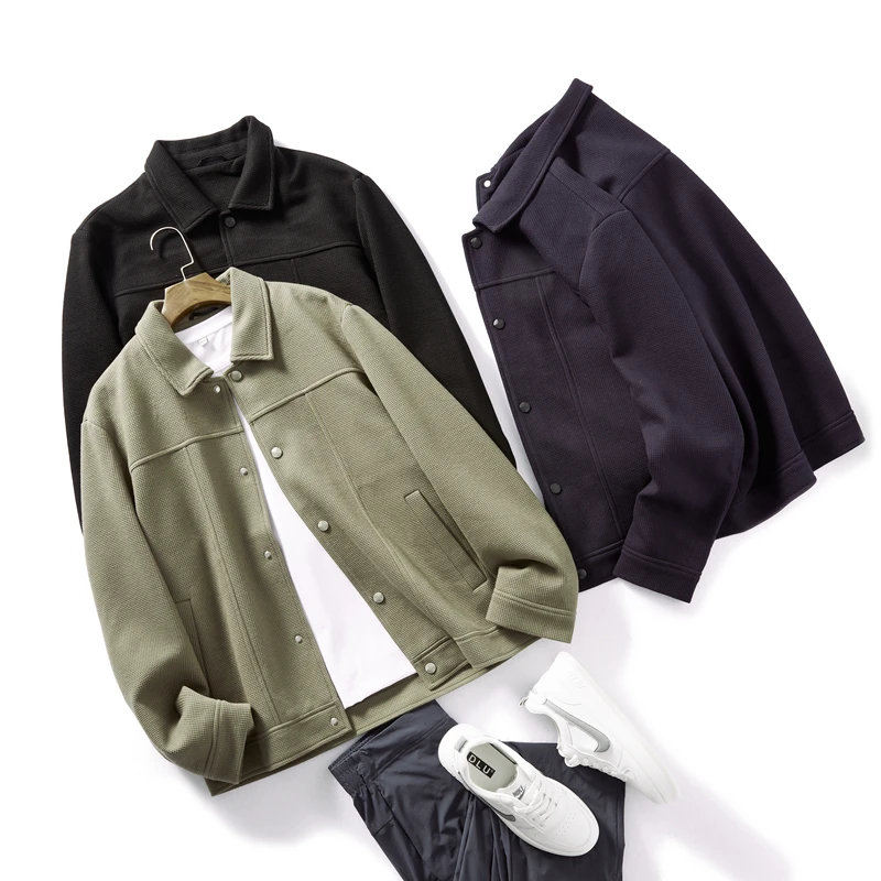 

Knitted Cotton Jaet for Men with Stand Collar Spring New Sle Stand Fit Faion Urban Sle Long Sve