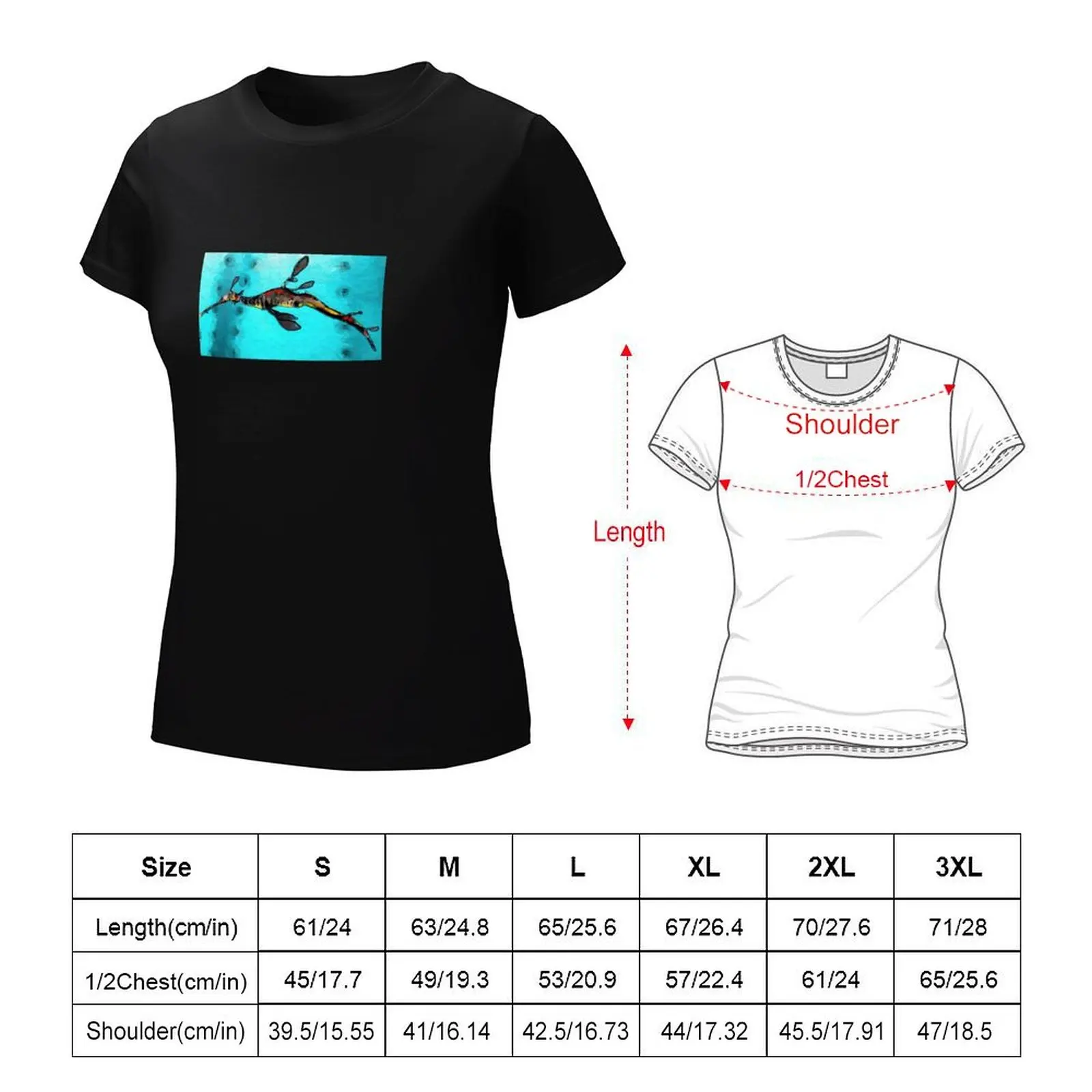 Diving Seahorse Star Art T-Shirt aesthetic clothes Short sleeve tee female luxury designer clothing Women