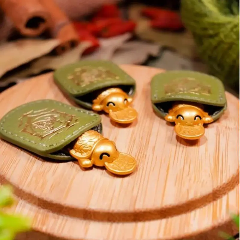 Hot Fengshui Healthy Turtle Wallet Charm Money-biting Turtle Ornaments Decor With 