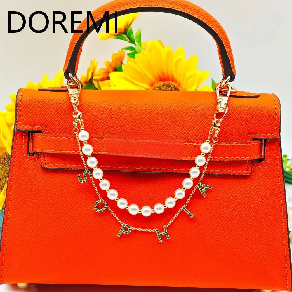 DOREMI Personalized Name Customizable Initial Cz Letters Summer Trendy Bag Chains Kelly Bag Charms Chains Custom Name Bag Charms