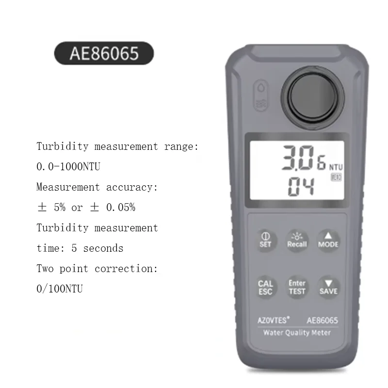 

Портативный цифровой измеритель мутности AE86065, диапазон измерения 0,00~1000 NTU