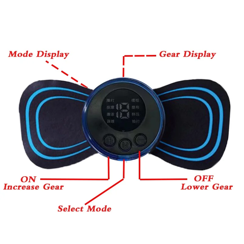 EMS Mini Đốt Sống Cổ Tử Cung Tiện Dụng Máy Mát Xa Điện Kinh Tuyến Xung Vai Và Cổ Sạc USB Cổ Miếng Dán Máy Massage