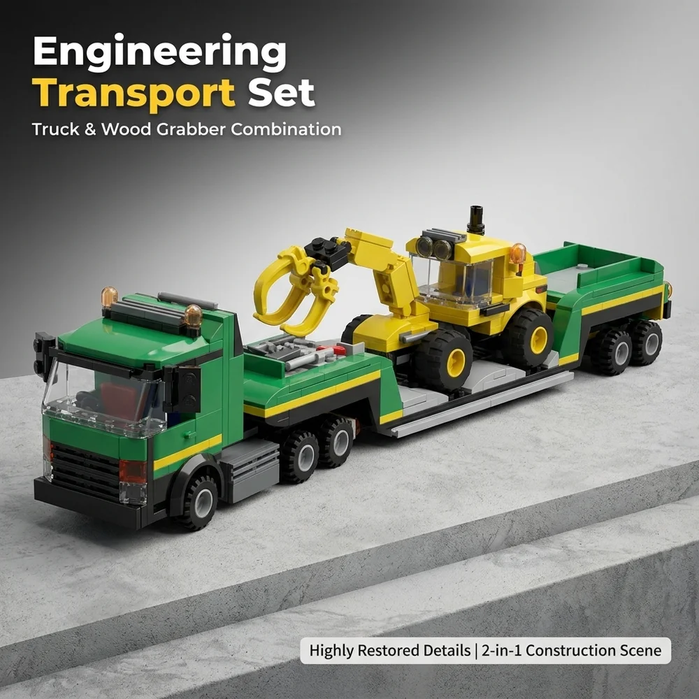 

Hot Moc Engineering Transport Truck Building Blocks, 350pcs Assembly Educational Construction Vehicle Toy For Boys