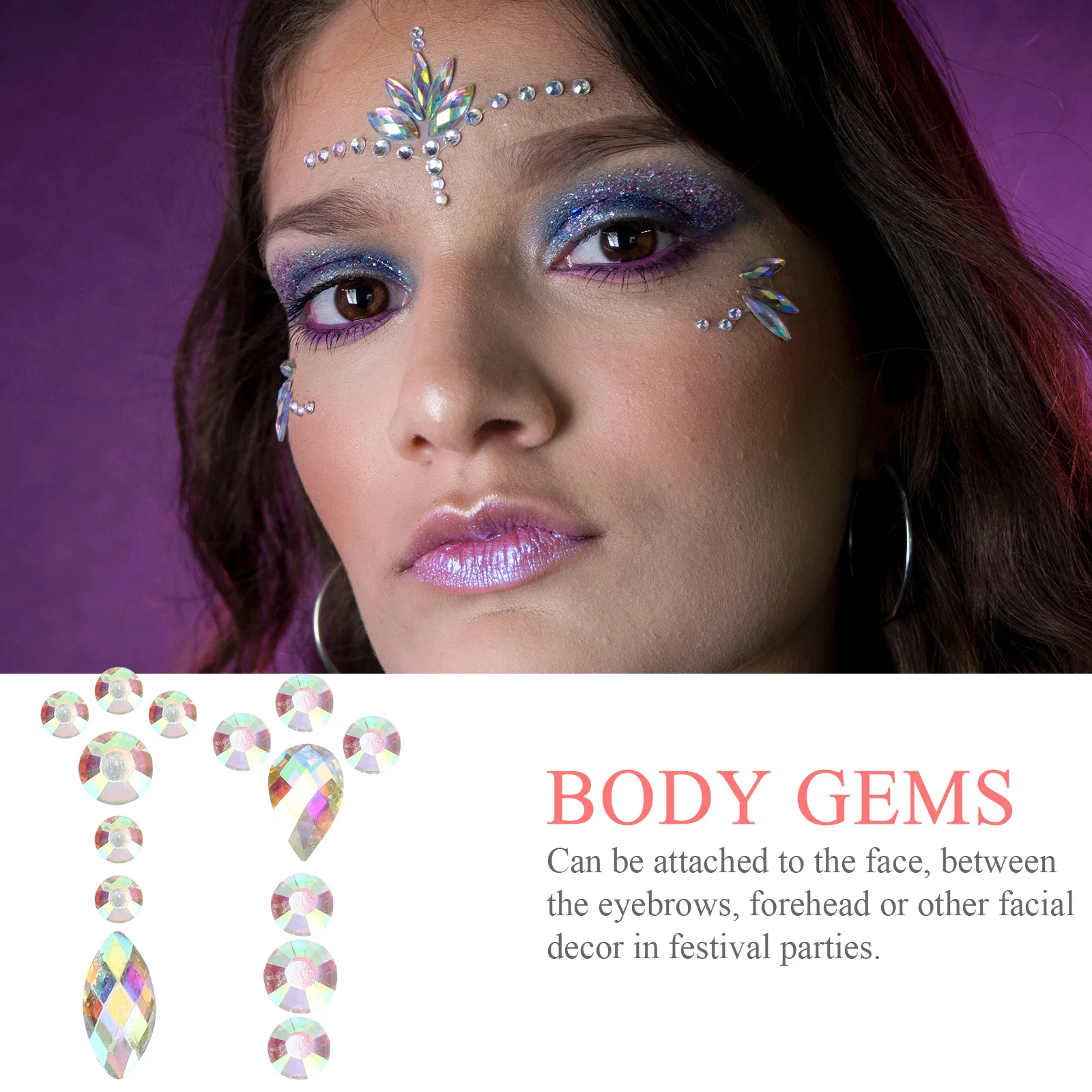 

7 листов Bindi для женщин, украшения для лица, сверкающие стеклянные наклейки для фестивального макияжа, боди-арт, декор, аксессуары для вечеринок