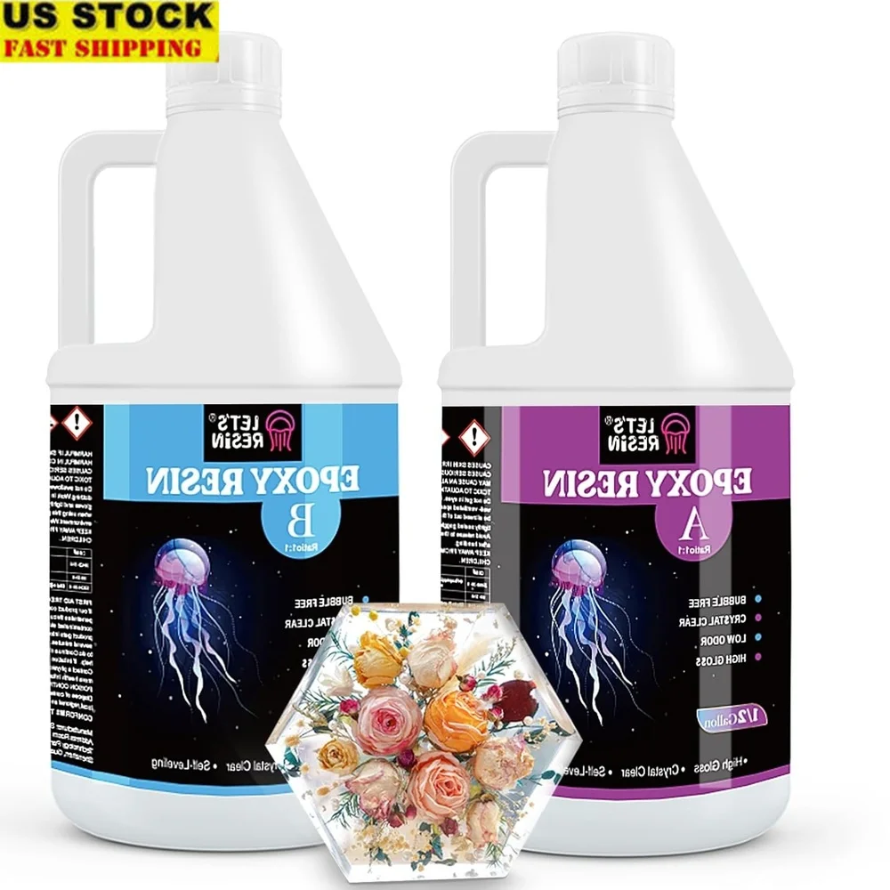 

1 Gallon Bubble Free Epoxy Resin Kit Crystal Clear Low Odor Ideal DIY Crafts Jewelry Coasters Table Top Casting