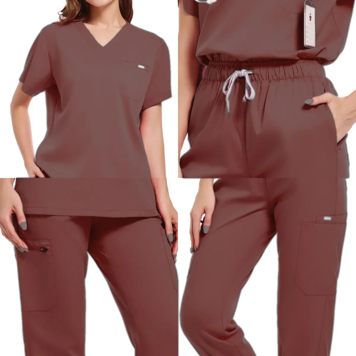 Professional Hospital Work Uniforms Unisex Quick-drying Minimalist Pocket Scrubs Sets Surgical Tops Pants Nurse Medical Uniforms