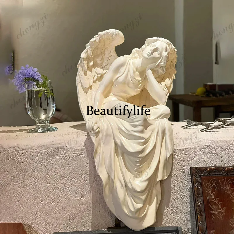 European retro sitting sculpture ornament entrance living room table top decoration high-end decoration