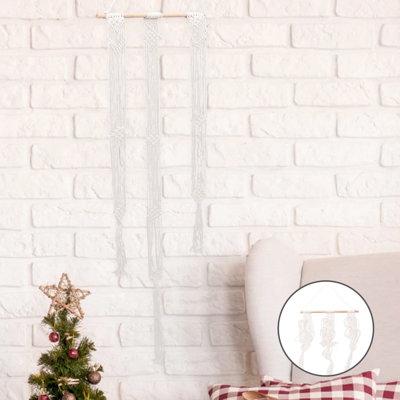 

Bohemian Macrame Hanger Wall Cotton Rope Wooden Storage Rack Organizer Display Wall Hat Holder Holder For Indoor Use