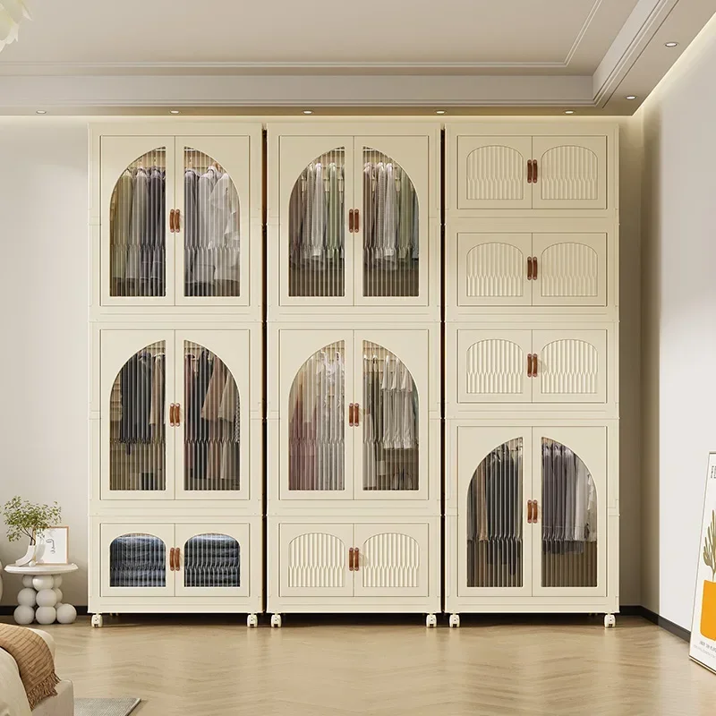 

Gold Supplier White Foldable Wardrobe Bedroom Children's Wardrobe Modern Plastic Children's Toy Storage Cabinet with Wheels