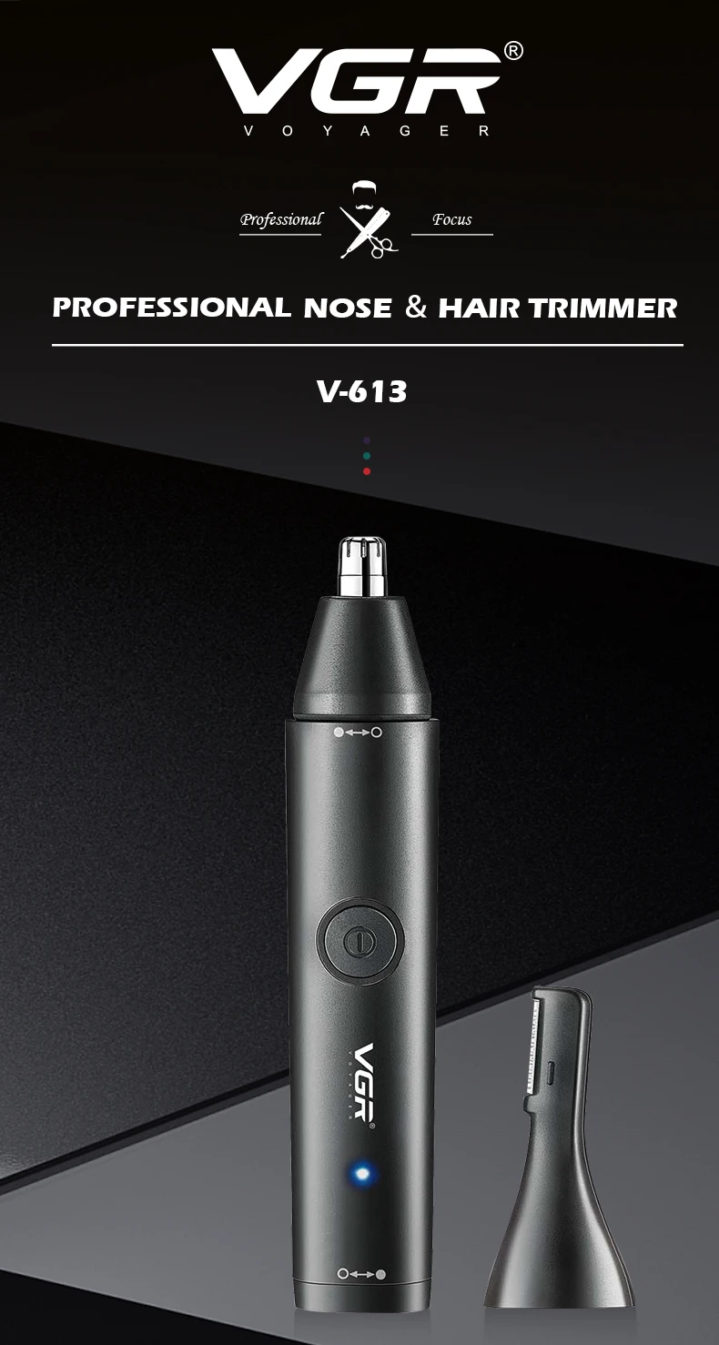 VGR Professioneller Nasenhaarschneider Mini-Haarschneider Elektrischer Nasenhaartrimmer 2 in 1 tragbar Haarschneider Wiederaufladbar Wasserdicht V-613 – Detail 1