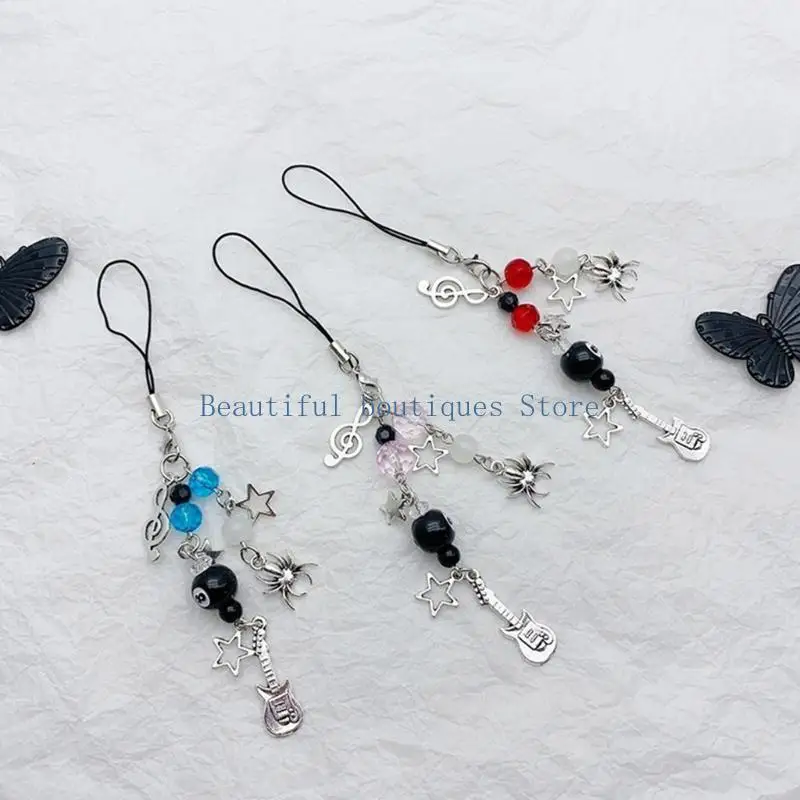 U4LF Unique Music Festival Bass Guitar Star Pendant Keychain Phone Charm Keyring